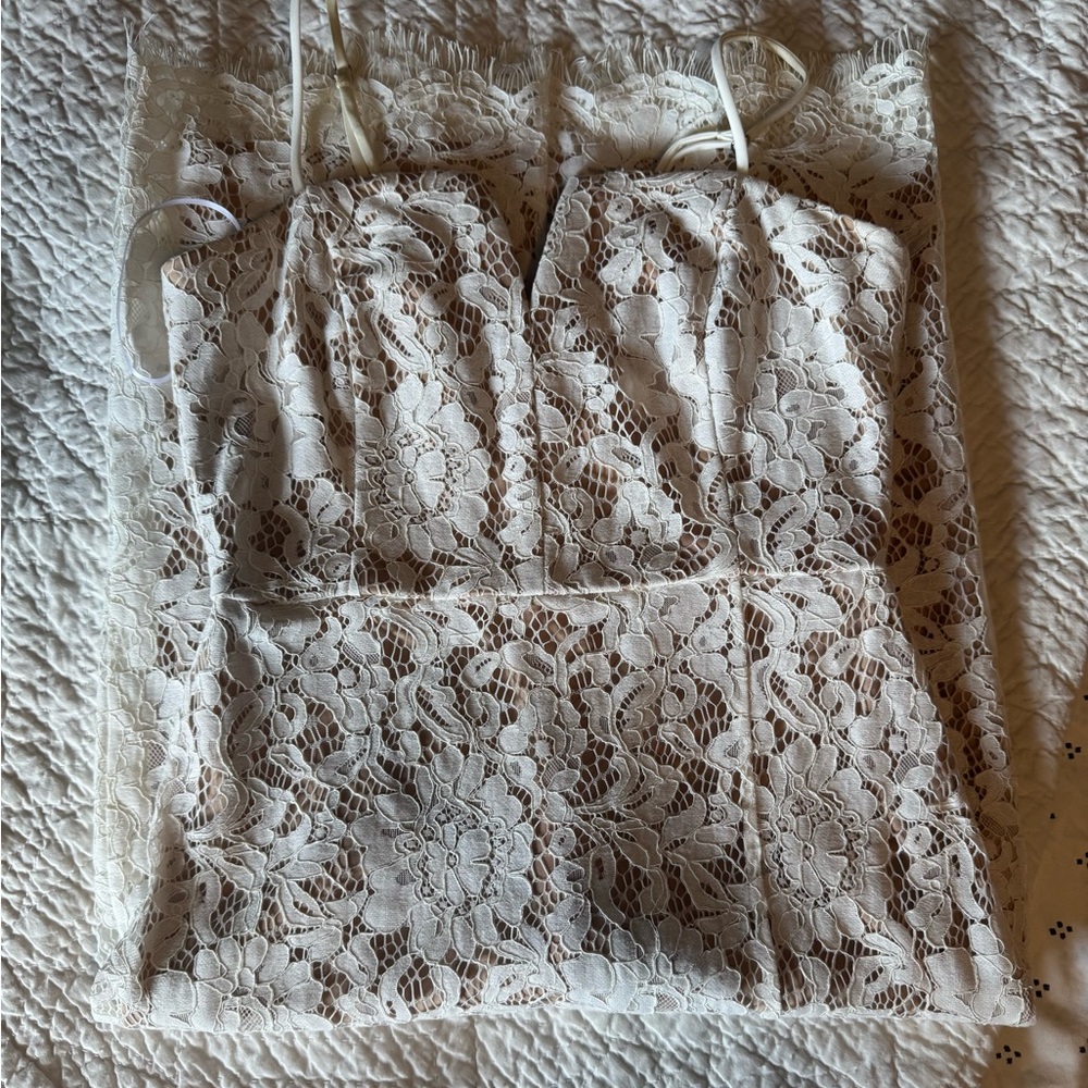 Lulu's White Lace Midi Dress